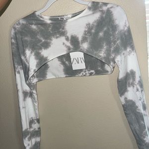 Zara extra cropped tie dye long sleeve